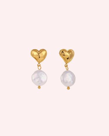 Heart pearl studs - Smoothie London - Sterling Silver