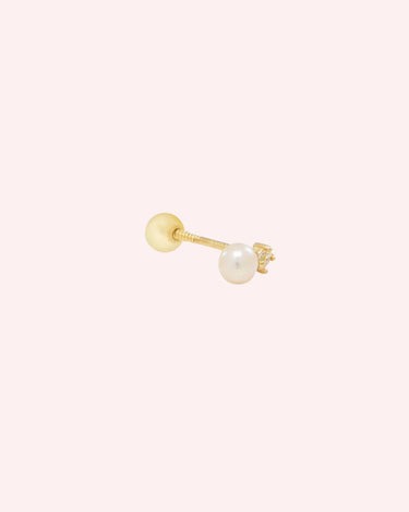 Pearl Crystal Stud - Gold - Smoothie London - Sterling Silver