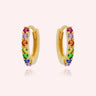Rainbow/Gold Pave Huggies - Smoothie London - Sterling Silver