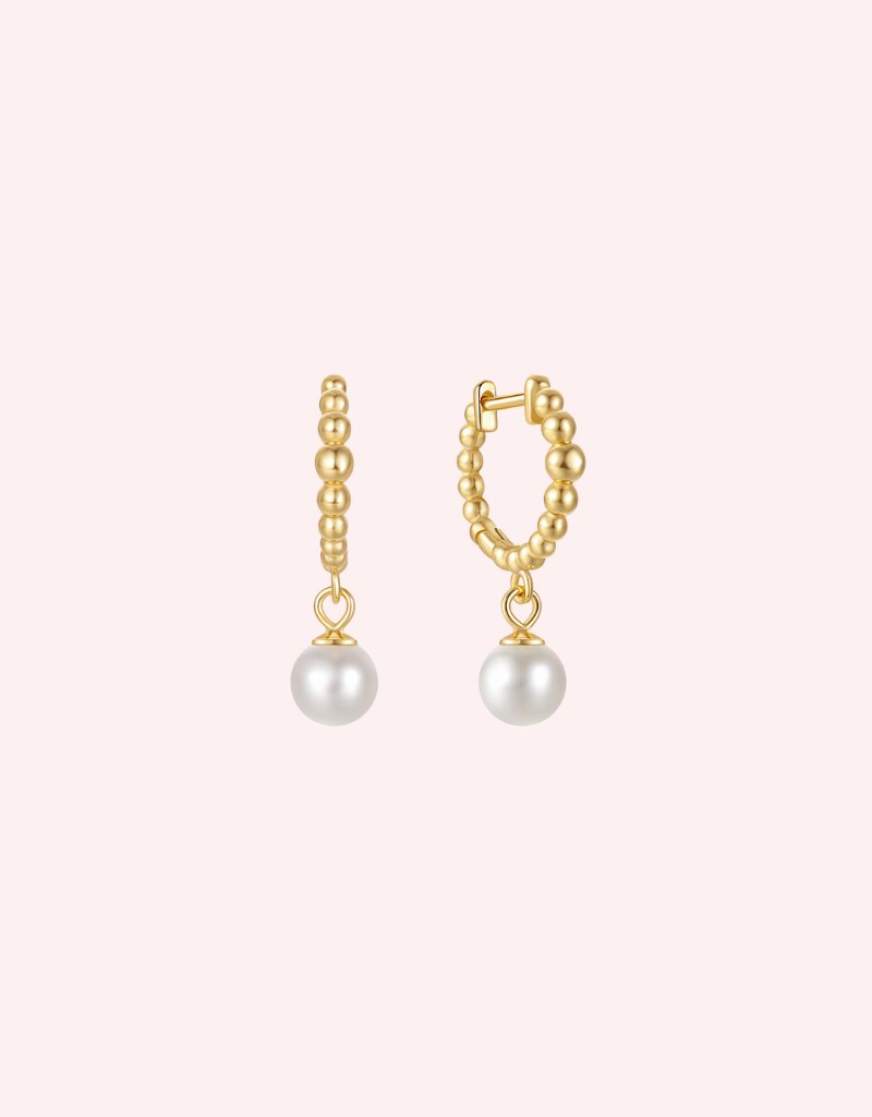 Ritz Pearl Hoops gold - Smoothie London - Sterling Silver