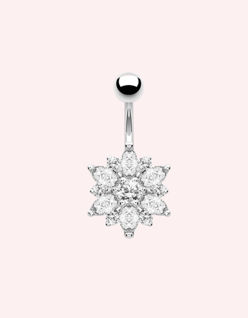 Snowflake Curved Barbell Stud - Smoothie London - Stainless Steel